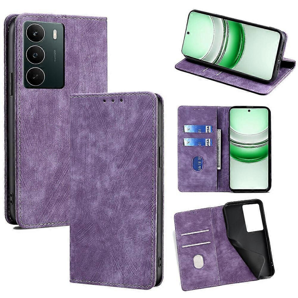(Purple) Realme C71 4G Leather Case With Rfid Wallet & Stand Purple 5996097211779