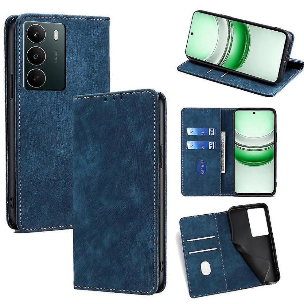 (Blue) Realme C71 4G Leather Case With Rfid Wallet & Stand Blue 5996097211748