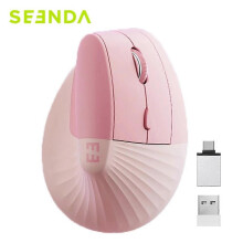 (Pink) Seenda Lift Vertical Wireless Mouse, USB-C Rechargeable, Ergonomic for Laptop, PC, MacBook, Windows, Android