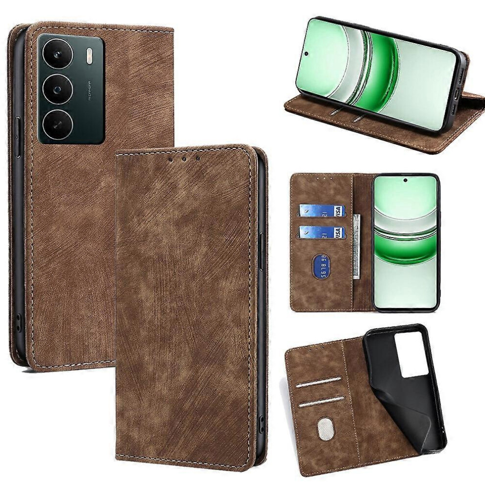 (Brown) Realme C71 4G Leather Case With Rfid Wallet & Stand Brown 5996097211755