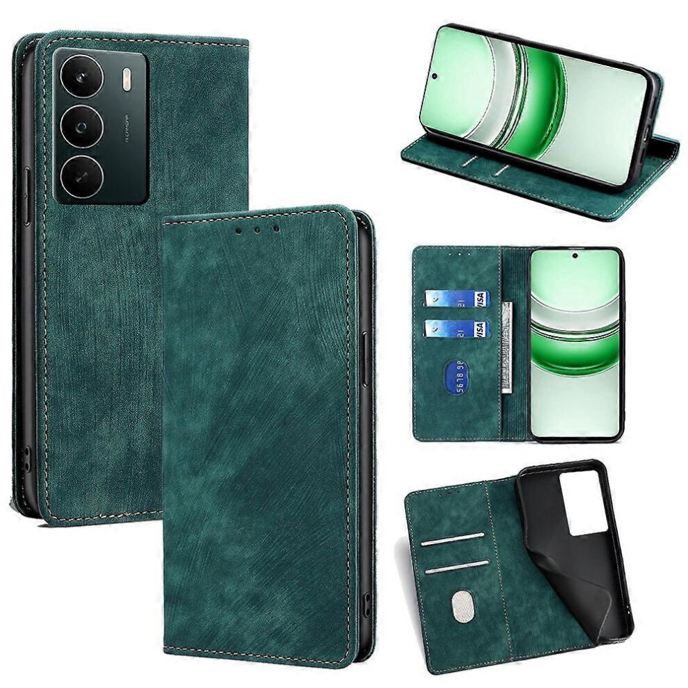 (Green) Realme C71 4G Leather Case With Rfid Wallet & Stand Green 5996097211762
