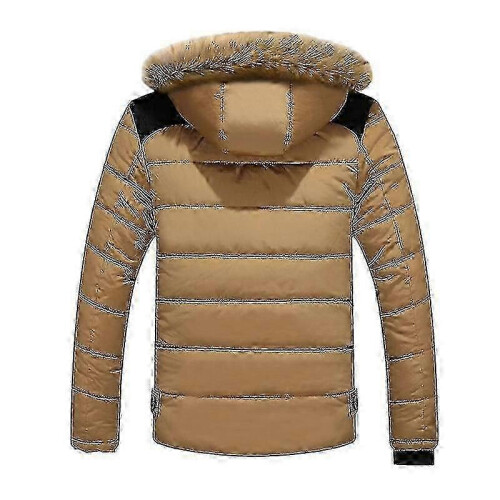 (Red, M) Men's Thick Fur Hood Winter Puffer Jacket 1