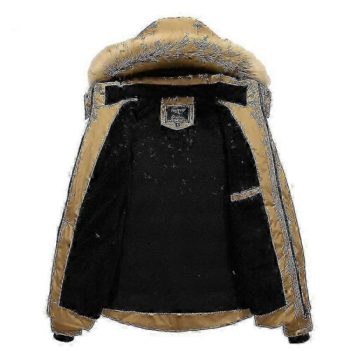 (Red, M) Men's Thick Fur Hood Winter Puffer Jacket 2