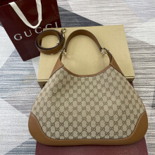 Gucci Beige Canvas & Brown Leather Tote  42×36×2cm