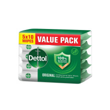 Dettol Original Antibacterial Skin Wipes |Hygiene Wipes, Wet Wipes - Pack of 50 Water Wipes