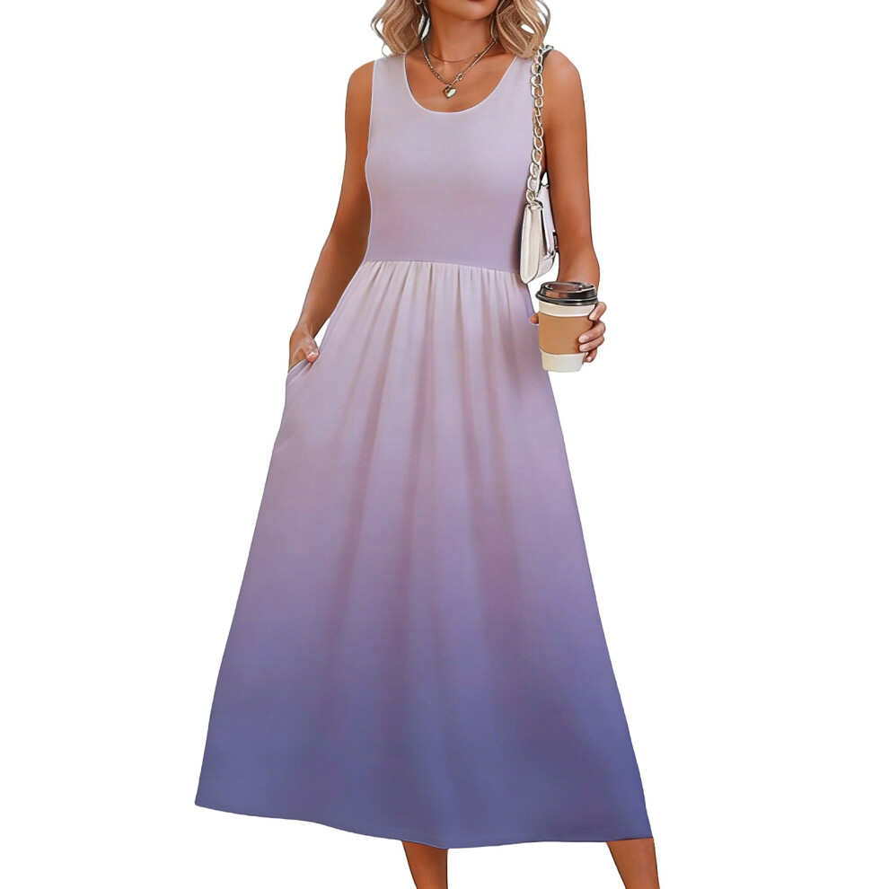 Purple Dresses For Women Flowy Casual Dress Beach Vacation- S