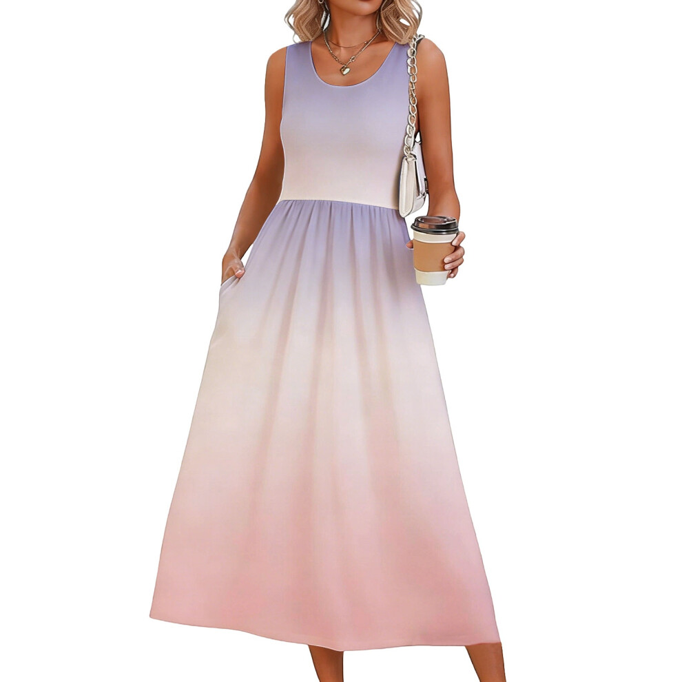 Pink Dresses For Women Flowy Casual Dress Beach Vacation- M