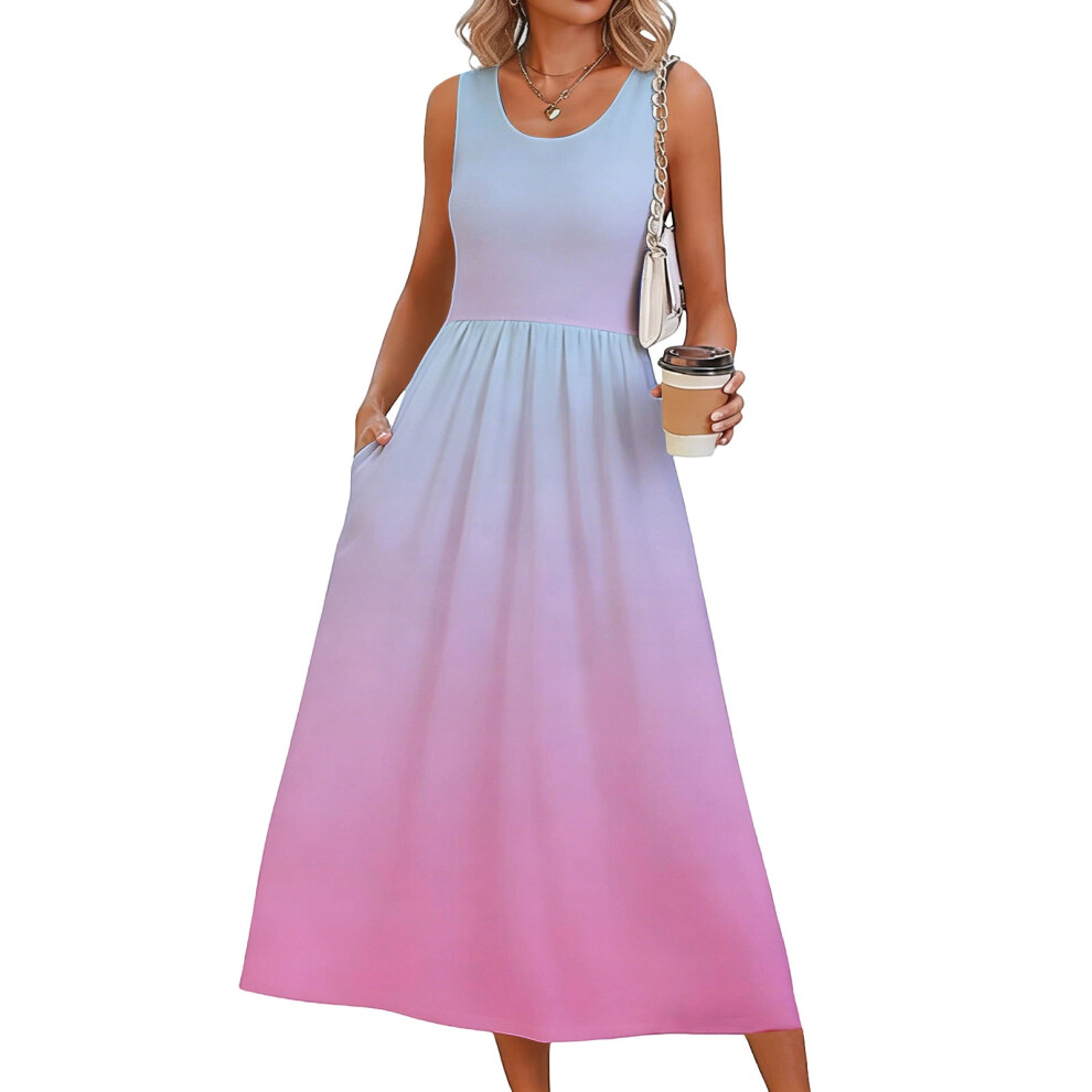 Fuchsia Dresses For Women Flowy Casual Dress Beach Vacation- M