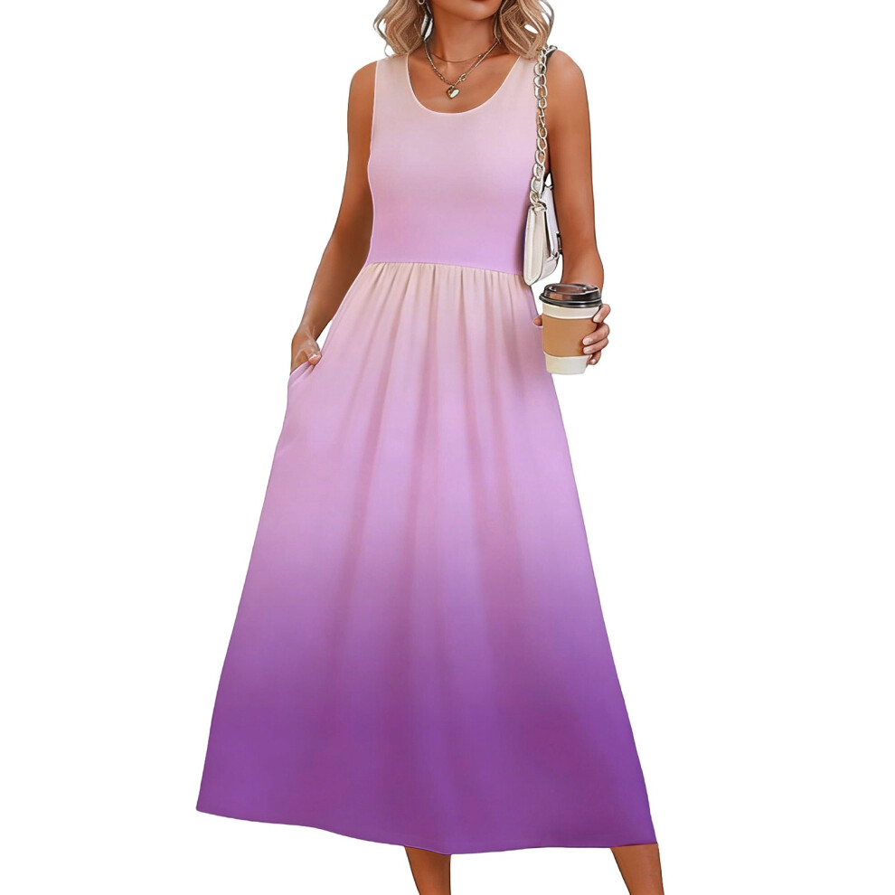 Red Dresses For Women Flowy Casual Dress Beach Vacation-Coral M