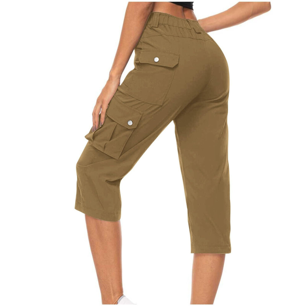 Women's Athletic Cargo Pants For Running Gym Workout-Camel S