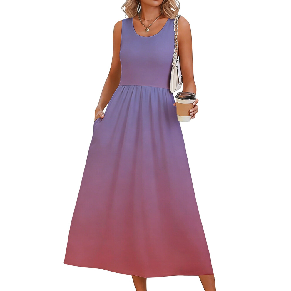 Lavender Dresses For Women Flowy Casual Dress Beach Vacation- L