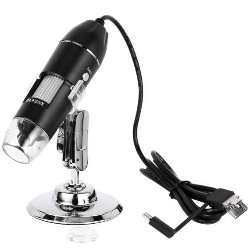 Portable 1000X Electronic Microscope with Light Control Black