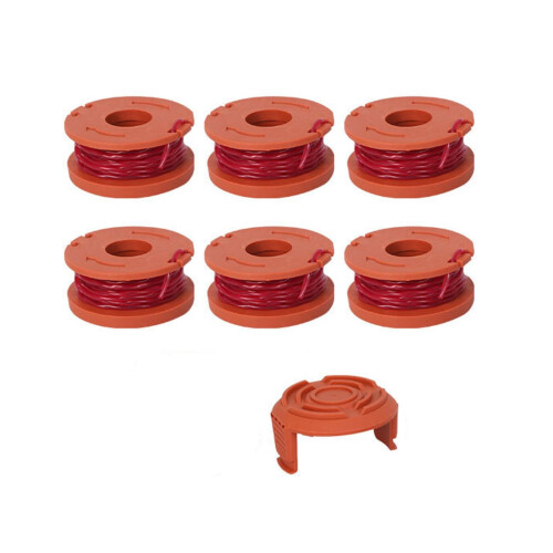 6 Pack WA0010 Replacement Trimmer Spool with Cap for Worx Weed Eater Orange