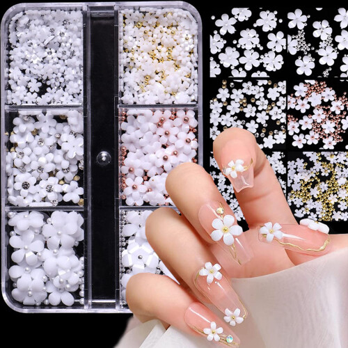 3D-Blumendekorationen für Nail Art White 2