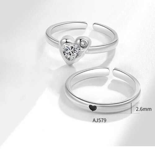 Verstellbarer offener Herzring Silver 2