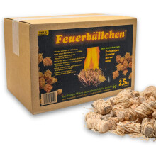Feuerbällchen Grill- & Kaminanzünder aus ökologischer Anzündwolle. Für Grillkohle, Lagerfeuer & Kamin. 2,5-kg-Schachtel