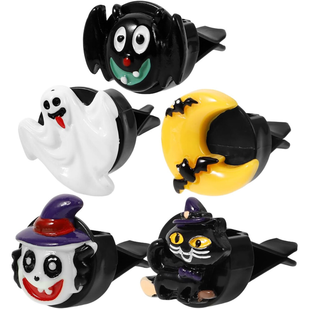 Halloween Car Air Freshener Vent Clips 5Pcs Set Pumpkin Skull Ghost Design Car Aroma Clips For Auto Air Vent Decoration 5455468221026