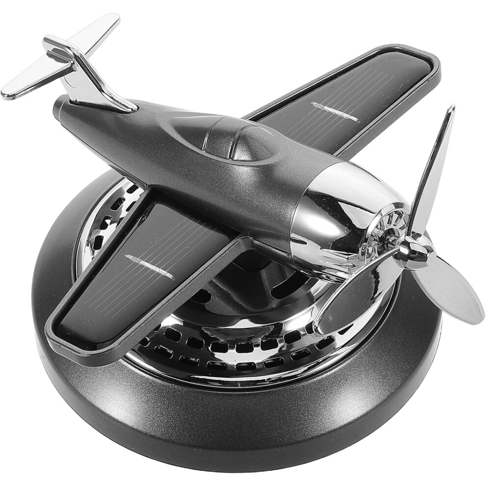 Solar Powered Rotating Car Aromatherapy Airplane Diffuser, Dashboard Car Freshener For Men And Women, Fragrance Car Decor Accessory Black 5455468222504