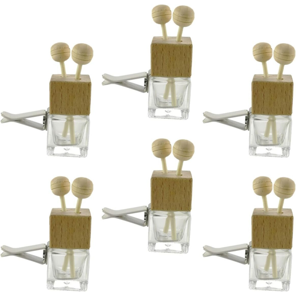 6Pcs 8Ml Glass Car Essential Oil Diffuser Bottles Set Refillable Aroma Air Freshener Bottles For Car Vent Portable Perfume For Automotive Interior 5455468220760