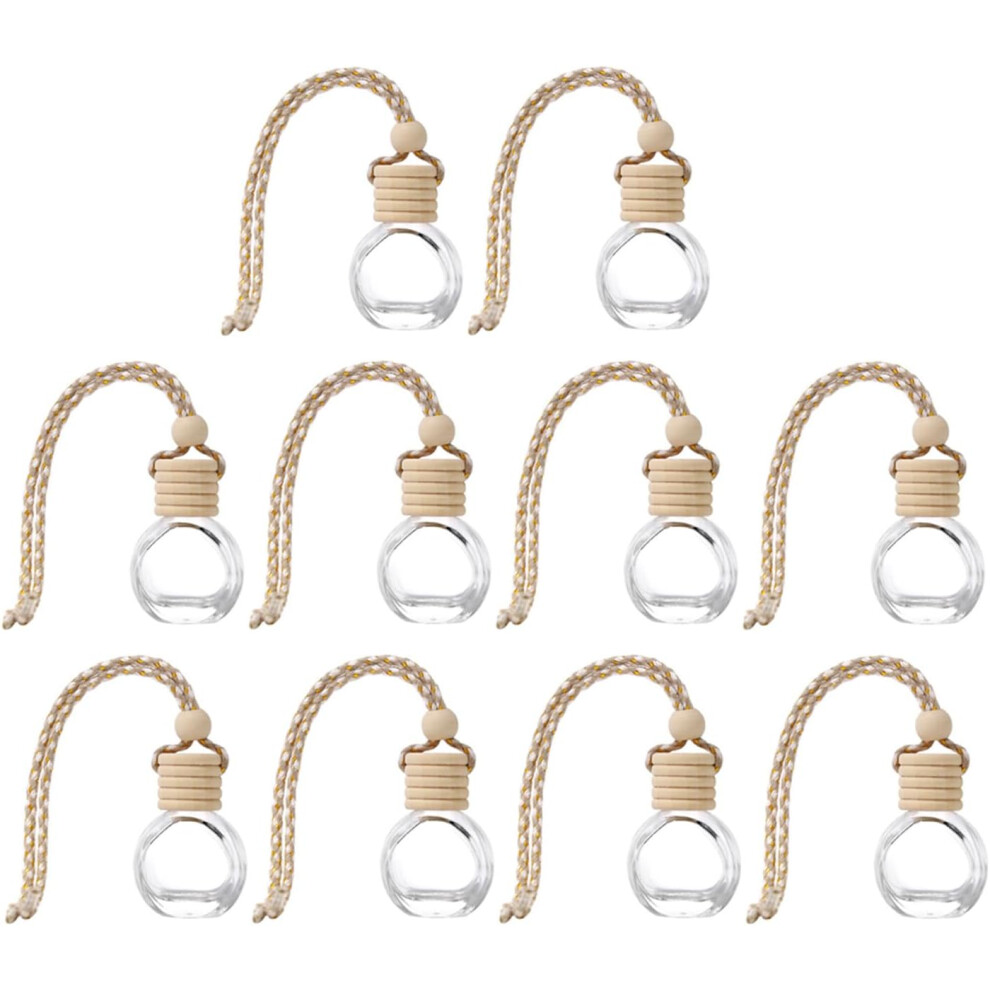 10Pcs 10Ml Hanging Perfume Bottles For Car Refillable Glass Car Diffusers Air Freshener Bottles With String For Essential Oil Dispensing 5455468220654