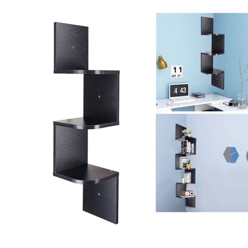 3 Tier Floating Wall Shelves Corner Shelf Storage Wood Display Bookcase Unit 411505438449