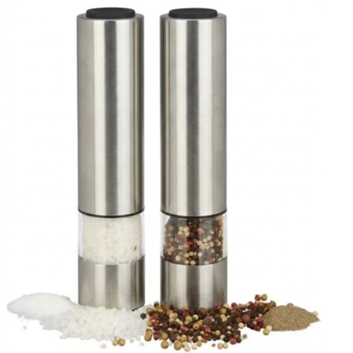 Moulin à poivre électrique, lot de 2, argent