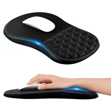 Tapis de souris EooCoo avec repose-poignet massant, tapis de souris ergonomique pour soulager la douleur, surface lisse en Lycra et bas