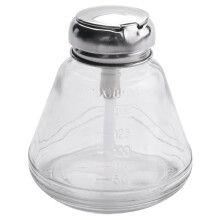 Leeg flesje met pompje voor nagellak en make-up remover, glazen flesje met drukmechanisme.