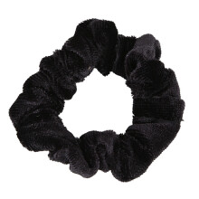 Set van 10 zwarte fluwelen scrunchie haarelastiekjes/haarbandjes
