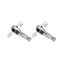 2 stuks 1/4 inch 72-tands korte ratelsleuteldop en boorschroevendraaier met chromen afwerking, industriële