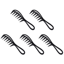 5x brede plastic kam met brede tanden, ontwarrende kam voor krullend haar, geschikt voor kappers en