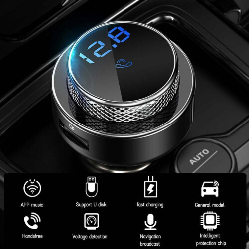 Auto FM-zender Bluetooth 5.0 MP3-speler Radio 2USB-opladeradapter 1