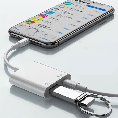 Kompakti Lightning-lataussovitin iPhonelle/iPadille Lightning - USB - valkoinen 2