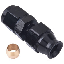 6AN vrouwelijke flare naar 5/16 inch brandstofleidingadapter, aluminiumlegering, zwart geanodiseerd