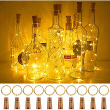 Flaschenlichter mit Korken, 10er-Pack, Fulighture Kupferdraht mit 20 kleinen LEDs, 2 m Lichterkette,