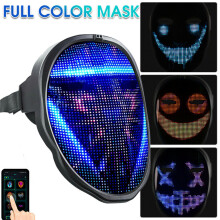 Cool LED-masker met volledige gezichtsuitdrukking, app-bediening, 2074 kralen, gezichtsverandering via