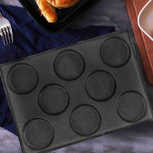 Silicone Hamburger Bread Molds, Perforated Baking Molds, Non-Stick Baking Sheets, Fits Half Pans, Size E 2