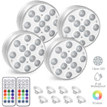 Lot de 4 lampes LED submersibles AMIR, étanches et dotées d'une télécommande (RF), de ventouses, d'aimants et d'une alimentation par piles.