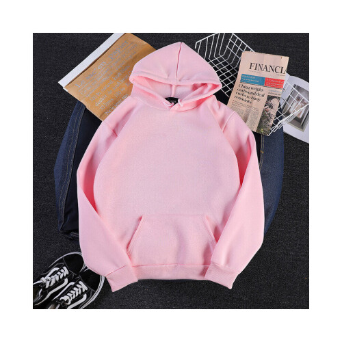 (Rose, XL) Sweat à capuche unisexe classique uni 1