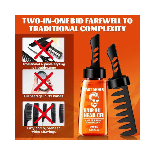Haargel met kam voor mannen, stylingwaxoplossing 100 ml 2