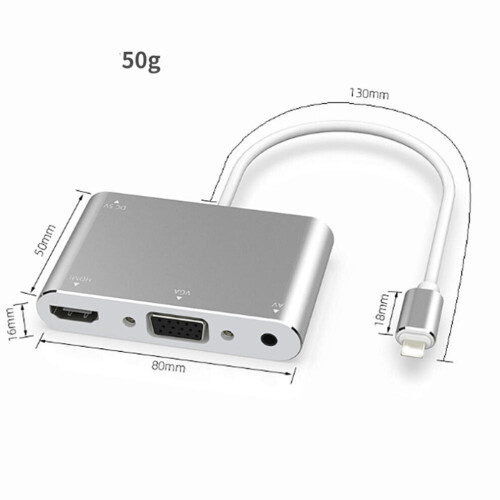 Lightning - HDMI + VGA + Audio -kolmoismuunnin iPhonelle 1