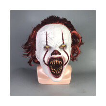 (Clown met uitstekende tanden) Pennywise IT-clownmasker voor over het hoofd Halloween