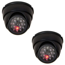BW 2X Nep-bewakingscamera met dome-effect en knipperende LED, realistische imitatie, zwart
