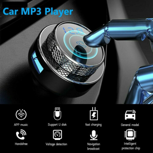 Auto FM-zender Bluetooth 5.0 MP3-speler Radio 2USB-opladeradapter