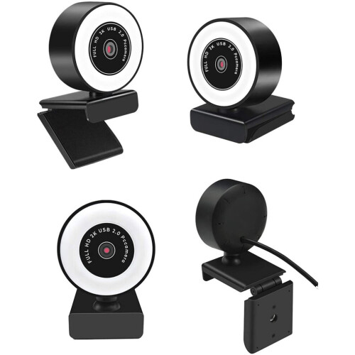 KKCDBH Webcam HD 1080P met microfoon, ringlamp, USB Pro computerwebcam, videocamera voor Mac 1