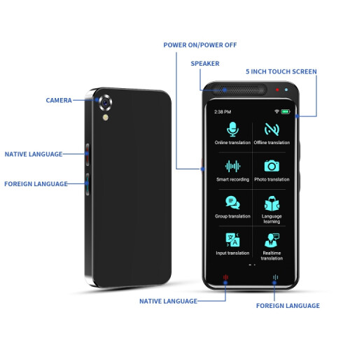 VORMOR Z6 5,0 ιντσών οθόνη αφής HD με έξυπνο μεταφραστή AI και 139 γλώσσες με μετάφρασ 1