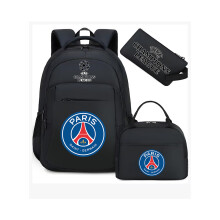 (Zwart Parijs) Voetbalster rugzak met accessoires, schooltas, driedelige lunchtas, etui, kindertas