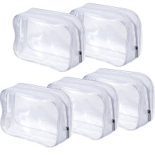 5er-Pack durchsichtige PVC-Kulturbeutel mit Reißverschluss, tragbare Kosmetiktasche für Urlaub, Bade