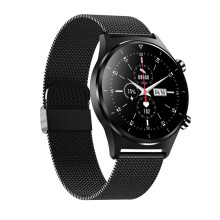 (Zwart staal) Smartwatch Bluetooth Fitness Activity Tracker voor mannen en vrouwen met hartslagmeting