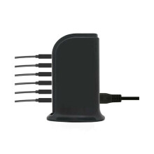 (Musta) Usean 6 USB-portin pöytälaturi tornilatausasema virtalähde